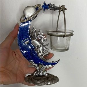 🌞🌜Celestial Glitter Sun Moon Tea Light Holder